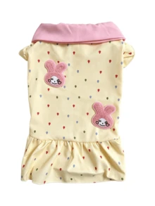 1pc Pet Dog Clothes Spring/Autumn Sweet Cute Flutter Sleeve Princess Dress For Teddy Bichon Pomeranian Small/Medium Dogs, Dog Flutter Sleeve Lace Princess Dress For Teddy Bichon Small Dogs, Stylish 3D Cute Rabbit Dress - Yellow - View 10