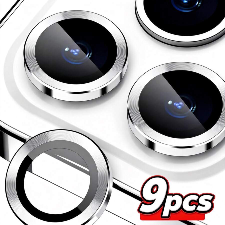 CASECOPS 3Set/9Pcs Metal Camera Lens Protector Compatible With Iphone 17/16 PRO MAX/16PRO/16 Plus/15 PRO MAX/15 PRO/14 PRO MAX/14 PRO/13 PRO MAX/13 PRO/12 PRO MAX/12 PRO, Tempered Glass, 9H Metal Single Lens Cover, Anti-Fall And Anti-Scratch, High Definition Transparent - Silver - Silver - View 1