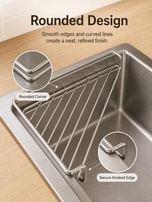 Triangular Sink Drain Rack, No-Drill Storage Rack, Fits Sink Corner, Tool-Free Installation, Space-Saving Design, Reinforced Load-Bearing Capacity, Suitable For Countertop Storage, Sink Drainage, Sponge/Cloth Storage And Cleaning Tool Organization - Multicolor - View 6