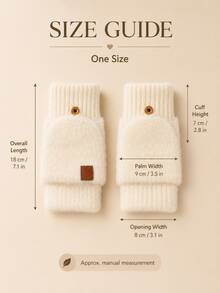 Autumn/Winter Half-Finger Half-Palm Flip-Cover Warm Windproof Gloves, Solid Color Fleece Lining Thickened Knitted Gloves, Outdoor Cold Protection, Office Use, Touchscreen Fingerless Design - Multicolor - View 11