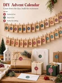4PCS Advent Calendar Number Stickers 1‑24, 4 Designs Self‑Adhesive Labels For Christmas Gift Decor - Multicolor - View 5