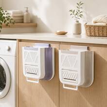 1Pc Aesthetic Wall‑Hanging Foldable Trash Bin, Thick Large‑Capacity Kitchen Garbage Container, Cream Tone Cabinet Door Hanging Waste Bucket, Multi‑Scene Household Storage Organizer - Multiple Styles - View 8