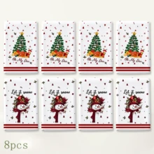 2/4/6pcs Christmas Theme Printed Christmas Home Decor Kitchen Napkins, Classic Red & Green Holiday Hand-Painted Style, Soft & Easy To Clean, Santa Claus, Christmas Tree, Snowflake Patterns, Christmas Gifts, Kitchen Decor, Baking, Cooking, Christmas Party, Christmas Table Decor, Kitchen Accessories - Multicolor - View 11