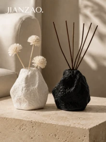 1pc Beige Spotted/White/Black Rock Texture Aromatherapy Diffuser Bottle, Bedroom Bedside Table Reed Diffuser Stick Holder, Wabi-Sabi Style Cozy Sleep Fragrance Decor - Ins-style Rock Aroma Diffuser Bottle - View 10