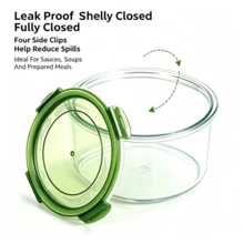[1pc]Round Airtight Fresh-Keeping Lunch Box, Refrigerator Fruit Plastic Meal Box, Daily Kitchen Fresh-Keeping Bowl, Capacity 400-2000ml Optional - View 9