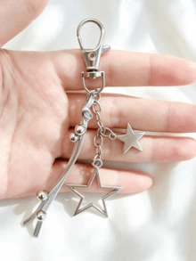 1pc Y2k Hot Girl Street Simple And Versatile Pants Chain Commuting Personality Star Keychain Crossbody Bag Pendant - Silver - View 3