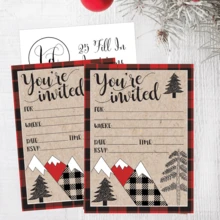 Christmas Party Invitation, High-End Lumberjack Plaid Pattern Holiday Invitation Card, Suitable For Children And Adults, Winter Events, Gatherings And Holiday Open House Party Invitation - B - View 4