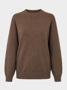 Women's Autumn/Winter New Fashion Letter Print Casual Loose Versatile Brown Sweater - Brown - View 4