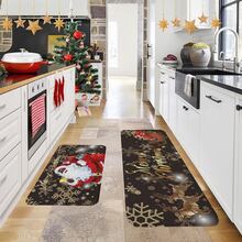 1/2/3pcs Christmas Theme Kitchen Rug, Flannel Kitchen Mat, Soft Comfortable Absorbent Non-Slip Machine Washable With Non-Slip Backing, Suitable For Multiple Scenes: Entrance, Living Room, Bedroom, Kitchen, Dining Room, Bathroom, Laundry Room, Hallway, Christmas Holiday Home Decor Mat - Multicolor - View 2