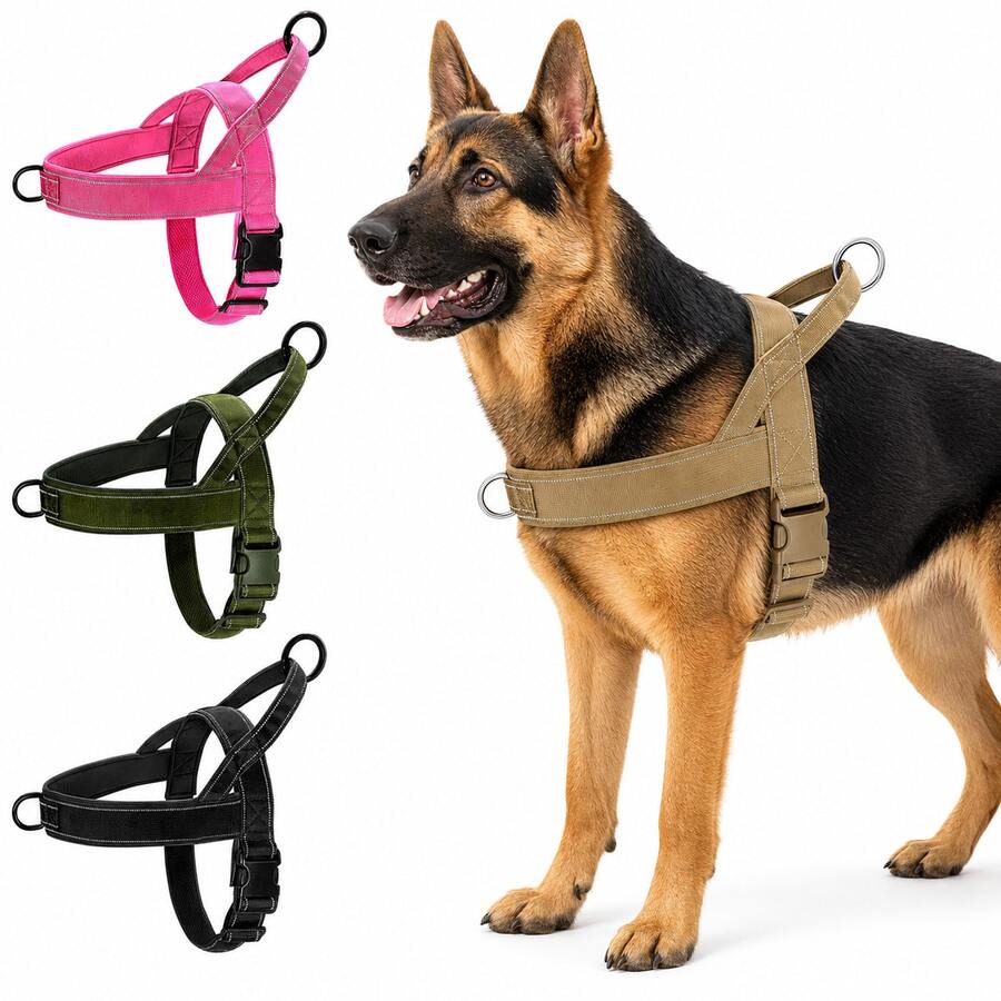 1pc Adjustable Wide-Chest Dog Harness With Front & Back Leash Rings, Top Handle And Quick-Release Buckle, Outdoor Walking Harness For Medium And Large Dogs, 4 Colors - Multicolor - View 1
