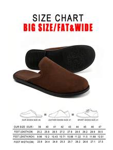 Sandal Selop Pria Ukuran Besar Bahan Suede, Desain Minimalis Tanpa Bagian Belakang, Mudah Dipakai/Dilepas, Bagian Atas Lembut yang Menyesuaikan dengan Bentuk Kaki - Coklat - View 13