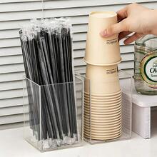 1pc Transparent Bar Straw Storage Box, Small Disposable Cup Organizer, Suitable For Straws, Coffee Stirrers, Disposable Cups And Capsule Coffee Storage Organizer - Multicolor - View 2