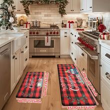 1/2/3pcs Christmas Theme Kitchen Rugs, Flannel Kitchen Rugs, Soft Comfortable Absorbent Non-Slip Machine Washable With Backing, Multi-Functional Home Floor Mats Suitable For Doorway, Living Room, Bedroom, Kitchen, Dining Room, Bathroom, Laundry Room, Entryway And Christmas Holiday Decoration - Multicolor - View 11