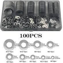 100/600pcs Metal Flat Washer Assortment Set With Storage Box, M2-M12 Multiple Sizes, For Bolt And Screw Fastening, Industrial Equipment Maintenance And Daily Home Maintenance - A - View 11