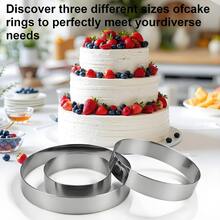 3pcs Stainless Steel Cheesecake Rings Mousse Cake Molds, Heat-Resistant 3-Layer Cake Baking Tools, Suitable For Birthday Cakes, Valentine's Day, Anniversary And Home Baking Bread And Cakes - View 3