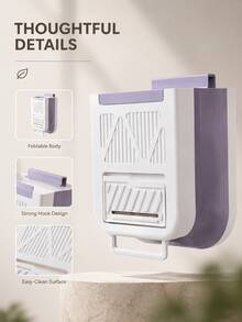 1Pc Aesthetic Wall‑Hanging Foldable Trash Bin, Thick Large‑Capacity Kitchen Garbage Container, Cream Tone Cabinet Door Hanging Waste Bucket, Multi‑Scene Household Storage Organizer - Multiple Styles - View 4