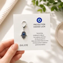 15pcs | Blue Eye Guardian Lucky Palm Keychain, Exquisite Amulet Pendant, Suitable For Backpack, Keys, Wallet Decoration, Symbolizing Peace And Good Fortune, Birthday, Graduation, Holiday Gift For Friends And Family - Evil Eye Palm Charm - View 5