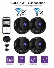 GENAI 1/2/4入迷你WiFi監控攝影機 2.4G無線 720P HD室內監控攝影機 動態偵測家用居家與辦公室安全監控攝影機 - 彩色 - 查看 2