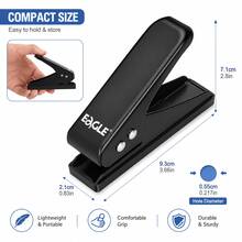 Eagle Single Hole Puncher, Labor Savings, Heavy Duty Metal Punch, 12 Sheet Capacity, For ID Cards, Chipboard, Art Project, Crafts Easy Punching, Black - Single Hole Puncher - View 3