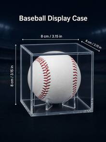 Acrylic Transparent Baseball Display Case With Stand, UV-Resistant Dust-Proof Memorial Display Box For Standard Size Baseball, Stackable Desktop Storage, Home Office Bookshelf Decor, Keepsake Display Gift For Baseball Fan Father And Son - Clear - View 5