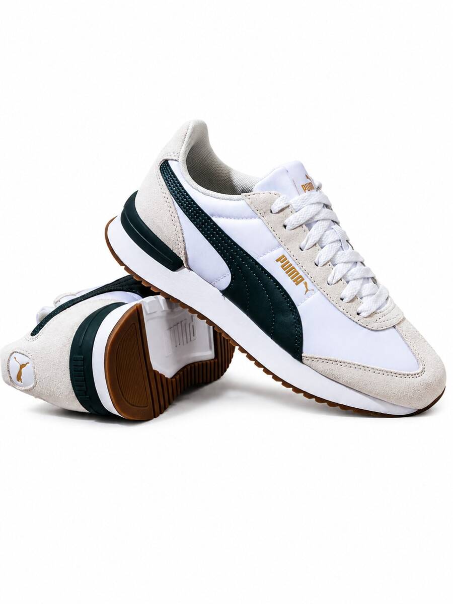 Puma Unisex Breathable Lightweight Low-Top Couple Shoes Shock-Absorbing R78 Sports Casual Shoes - White/Beige - View 1