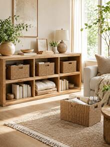Wicker Baskets For Organising Pack Of Nesting Storage Baskets For Shelves Wicker Storage Baskets For Bathroom Shelf Handwoven Storage Basket, Solid Color Storage Box, Organizer For Desk, TV Stand, Bedroom Wardrobe, - Multicolor - View 8