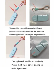 1pc Dopamine Color Portable Pill Box With Woven Lanyard, 3-Compartment Silicone Sealing Ring, Waterproof And Moisture-Proof - Multicolor - View 8