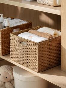 Wicker Baskets For Organising Pack Of Nesting Storage Baskets For Shelves Wicker Storage Baskets For Bathroom Shelf Handwoven Storage Basket, Solid Color Storage Box, Organizer For Desk, TV Stand, Bedroom Wardrobe, - Multicolor - View 6