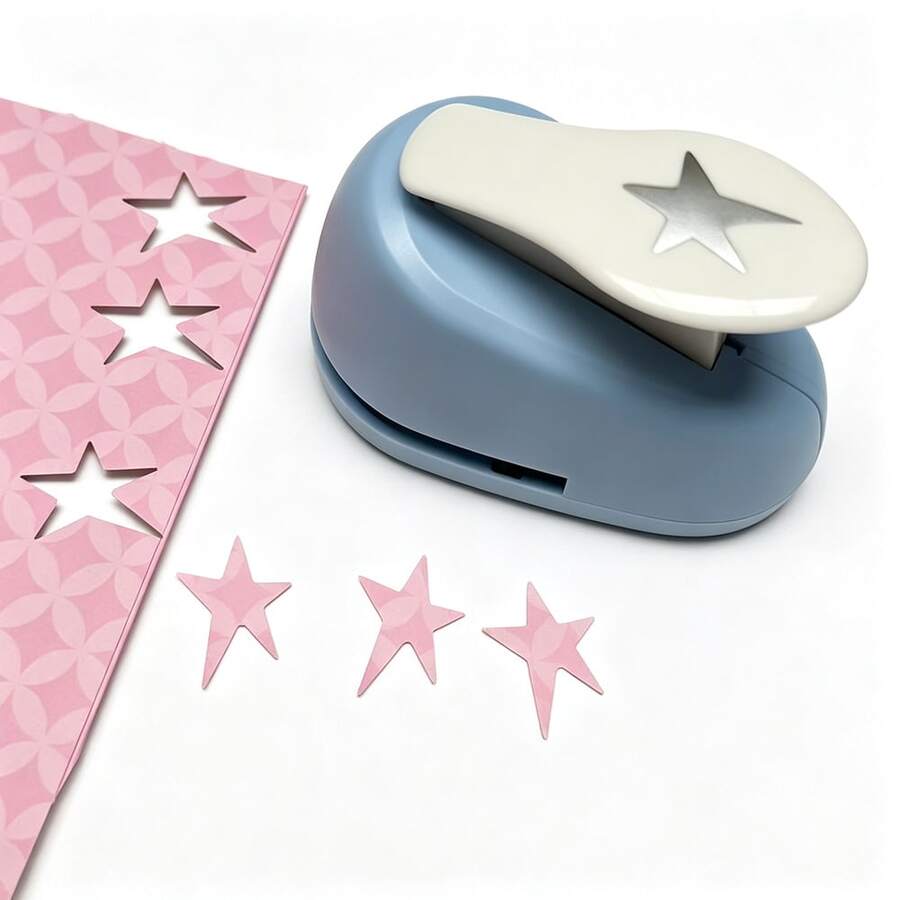 1pc Star Paper Puncher, Paper Punching & Embossing Tool, DIY Star-Shaped Handheld Punch Border, Embossing Machine, Manual Embossing Decorative Puncher, Suitable For Scrapbooking, Journaling, Stamp Card Making, Photos, Scrapbook Supplies, Journal Decoration