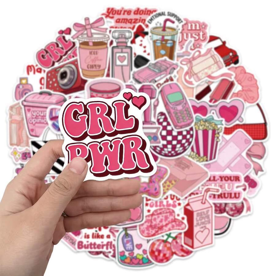 Cute Girl Style Printed Stickers, Decorative Stationery, Suitable For Books, Laptops, Water Bottles, Phone Cases, Suitcases, Guitars, Helmets, Etc. - Multicolor - View 1