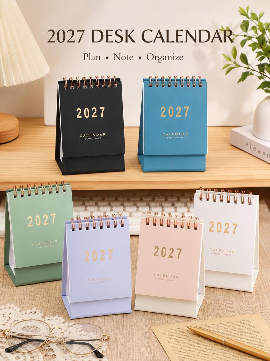 2027 Desk Calendar, Monthly Desktop Planner With Base, Easy Page Flipping, Compact Calendar, Suitable For Scheduling, Note Taking And Important Dates, Cute Office Desk Accessory, Study Stationery, School Supplies, Aesthetic New Year Gift