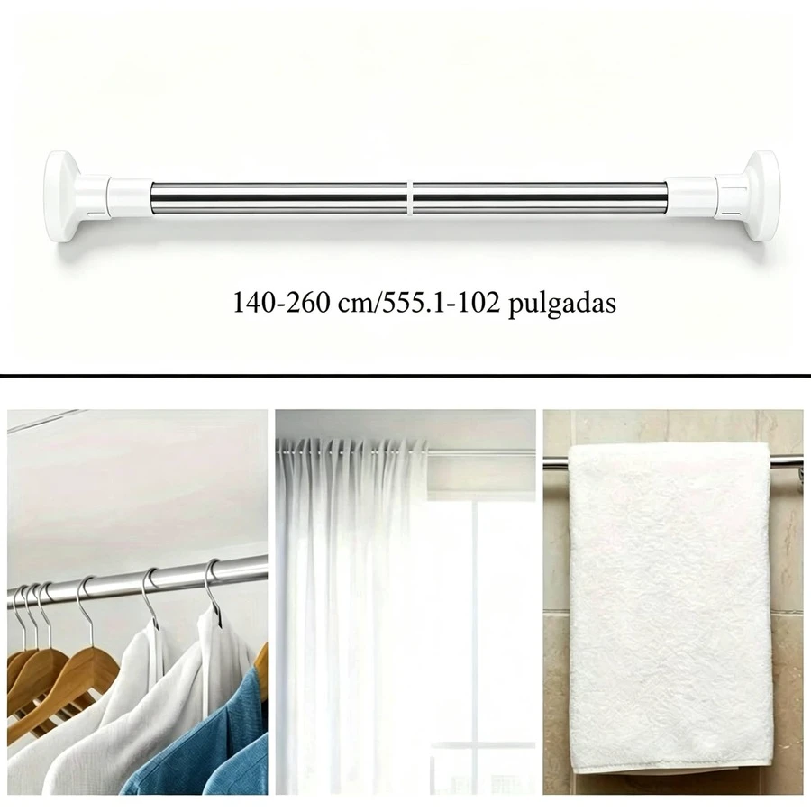 [Tubo telescópico de acero inoxidable multifuncional]Barra Telescópica Multifuncional Sin Taladro |   3 Tamaños Ajustables |   Acero Inoxidable, Fácil Instalación BAQS - 140-260 cm/55.1-102 pulgadas - Ver 1