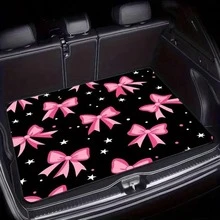1pc Pink Bow Print Car Trunk Mat - Non-Slip, Car Interior Non-Slip Floor Mat, Suitable For Female Car Owners Trunk Mat, Suitable For Storage And Decoration, Trunk Storage Solution | Decorative Trunk Mat | Durable Trunk Mat, Vehicle Organization, High-Quality Lining, Non-Slip Material, Fashionable Driving - A - View 3