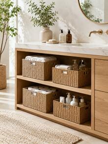 Wicker Baskets For Organising Pack Of Nesting Storage Baskets For Shelves Wicker Storage Baskets For Bathroom Shelf Handwoven Storage Basket, Solid Color Storage Box, Organizer For Desk, TV Stand, Bedroom Wardrobe, - Multicolor - View 9