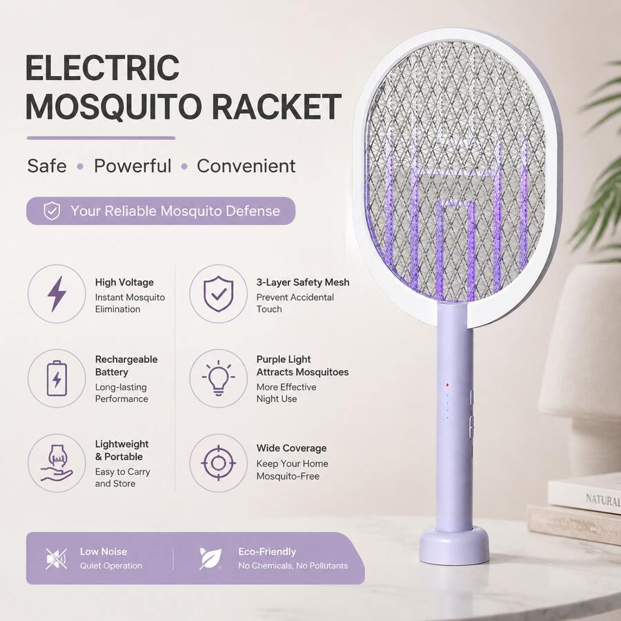 OBOVAY USB Rechargeable 2-In-1 Mosquito Killer Lamp, Electric Fly Zapper & Insect Repeller, 1800mAh - Multicolor - View 1