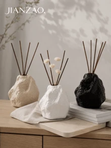 1pc Beige Spotted/White/Black Rock Texture Aromatherapy Diffuser Bottle, Bedroom Bedside Table Reed Diffuser Stick Holder, Wabi-Sabi Style Cozy Sleep Fragrance Decor - Ins-style Rock Aroma Diffuser Bottle - View 8