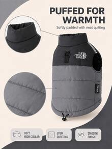 Winter Quilted Dog Vest, Sleeveless Warm Dog Clothes With Leash D‑Ring, Reflective Zipper Dog Jacket, Stand‑Collar Drawstring‑Adjustable Pet Apparel For Small, Medium And Large Dogs For Outdoor Trips - Grey - View 4
