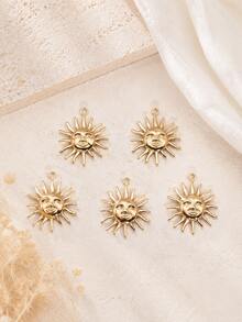 10pcs Stainless Steel 18K Gold Plated Large Sun Face Flower Pendant Set, DIY Charm Necklace Bracelet Anklet Earring Accessories - Yellow Gold - View 3