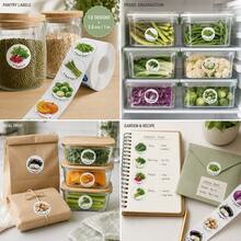 500pcs Fruit & Vegetable Cognition Roll Stickers, 1 Inch Round, 12 Patterns Per Style, English Annotation, Teacher Reward, Gift Bag, Snack Box, Baking Packaging Seal Stickers, Fruit & Vegetable Theme Party, Picnic Party Decoration Stickers, Storage Box, Food Jar, Toy Storage Box Classification Label Stickers, Food Theme Scrapbooking - Multicolor - View 3