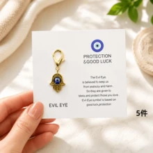 15pcs | Blue Eye Guardian Lucky Palm Keychain, Exquisite Amulet Pendant, Suitable For Backpack, Keys, Wallet Decoration, Symbolizing Peace And Good Fortune, Birthday, Graduation, Holiday Gift For Friends And Family - Evil Eye Palm Charm - View 11