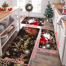 1/2/3pcs Christmas Theme Kitchen Rug, Flannel Kitchen Mat, Soft Comfortable Absorbent Non-Slip Machine Washable With Non-Slip Backing, Suitable For Multiple Scenes: Entrance, Living Room, Bedroom, Kitchen, Dining Room, Bathroom, Laundry Room, Hallway, Christmas Holiday Home Decor Mat - Multicolor - View 12