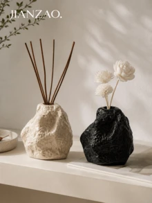 1pc Beige Spotted/White/Black Rock Texture Aromatherapy Diffuser Bottle, Bedroom Bedside Table Reed Diffuser Stick Holder, Wabi-Sabi Style Cozy Sleep Fragrance Decor - Ins-style Rock Aroma Diffuser Bottle - View 2