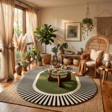 1pc Green And White Striped Rug, Living Room Carpet, Area Rug, Large Rug, Floor Mat, Living Room Large Rug, Doormat - Multicolor 2 - View 7