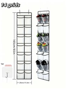 Large Capacity Door Hanging Shoe Storage Bag, Available In 40, 35, 24 Or 14 Slots. Made Of Breathable Non-Woven Fabric With Sturdy Black Frame, Dust-Proof And Moisture-Proof, Clear Visibility Of Contents. - View 7