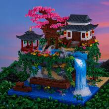 1685pcs Peach Blossom Pool Building Blocks, ABS Material, Mixed Color Decoration Set, Suitable For Furniture Placement And Office Decoration, Perfect Gift For Holidays, Birthdays Or Anniversaries - Multicolor - View 2