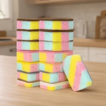 20pcs Double-Sided High Density Kitchen Scouring Pads, Nano Steel Wool Cleaning Sponge Pads, Powerful Stain, Rust And Limescale Removal Sponge Blocks, Suitable For Pots, Dishes And Dishwashing, Kitchen Cleaning Essentials, Christmas And Halloween Home Gifts - Multiple Styles - View 1
