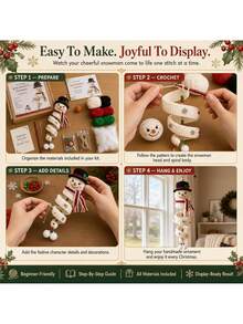 1 Set DIY Crochet Snowman Spiral Decoration Kit, 3D Christmas Hanging Ornament, Handmade Window, Porch, Wall And Holiday Tree Decor, Suitable For Beginners, Soft Yarn Handmade Kit - Christmas Ornament - View 7