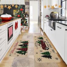 1/2/3pcs Christmas Theme Kitchen Rug, Flannel Kitchen Mat, Soft Comfortable Absorbent Non-Slip Machine Washable With Anti-Slip Backing, Suitable For Multiple Scenes: Entrance, Living Room, Bedroom, Kitchen, Dining Room, Bathroom, Laundry Room, Hallway, Christmas Holiday Home Decor Floor Mat - Multicolor - View 2