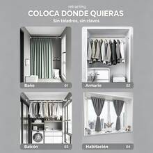 [Tubo telescópico de acero inoxidable multifuncional]Barra Telescópica Multifuncional Sin Taladro |   3 Tamaños Ajustables |   Acero Inoxidable, Fácil Instalación BAQS - 110-200 cm/43.3-78.7 pulgadas - Ver 8