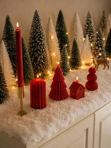 Assorted Styles Scented Christmas Candle Centerpiece Set, Made Of Soy Wax And Paraffin, Red Slender Gear Candles, Exquisite Design, Suitable For Home Decor, Christmas Gift, Women's Gift, Winter Gift, Best Friend Gift - Claret - View 6